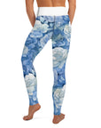 Blue Roses Floral Pattern Leggings